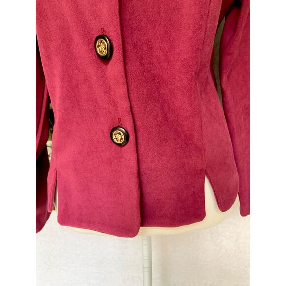 Vintage Kathie Lee Collection Maroon V neck Blazer with Shoulder Pads size 14 L - Picture 8 of 11